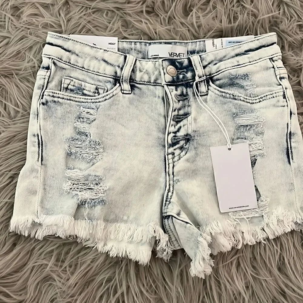 Vervet Holly cutoff Jean denim shorts XS NWT